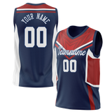 Custom Unisex Navy Blue & Red Pattern Basketball Jersey BS0000431809