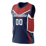 Custom Unisex Navy Blue & Red Pattern Basketball Jersey BS0000431809