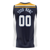 Custom Unisex Navy Blue & Yellow Pattern Basketball Jersey BS0000431812