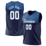 Custom Unisex Navy Blue & Royal Blue Pattern Basketball Jersey BS0000441819