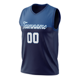 Custom Unisex Navy Blue & Royal Blue Pattern Basketball Jersey BS0000441819