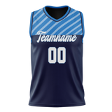 Custom Unisex Navy Blue & Blue Pattern Basketball Jersey BS0000451820