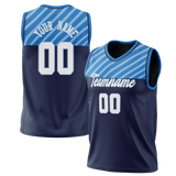 Custom Unisex Navy Blue & Blue Pattern Basketball Jersey