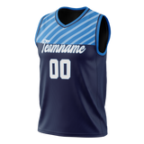 Custom Unisex Navy Blue & Blue Pattern Basketball Jersey BS0000451820