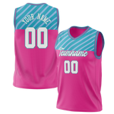 Custom Unisex Pink & Light Blue Pattern Basketball Jersey