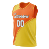 Custom Unisex Yellow & Light Orange Pattern Basketball Jersey BS0000461211