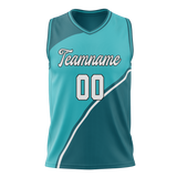 Custom Unisex Teal & Dark Aqua Pattern Basketball Jersey BS0000461716