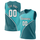 Custom Unisex Teal & Dark Aqua Pattern Basketball Jersey BS0000461716