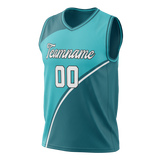 Custom Unisex Teal & Dark Aqua Pattern Basketball Jersey BS0000461716