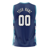 Custom Unisex Navy Blue & Teal Pattern Basketball Jersey BS0000471817