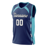 Custom Unisex Navy Blue & Teal Pattern Basketball Jersey BS0000471817