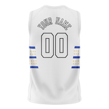 Custom Unisex White & Blue Pattern Basketball Jersey BS0000480220