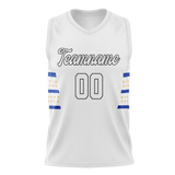 Custom Unisex White & Blue Pattern Basketball Jersey BS0000480220