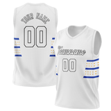 Custom Unisex White & Blue Pattern Basketball Jersey