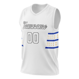 Custom Unisex White & Blue Pattern Basketball Jersey BS0000480220