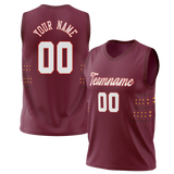 Custom Unisex Maroon & Brown Pattern Basketball Jersey BS0000480807