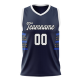 Custom Unisex Navy Blue & Royal Blue Pattern Basketball Jersey BS0000481819