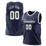 Custom Unisex Navy Blue & Royal Blue Pattern Basketball Jersey BS0000481819