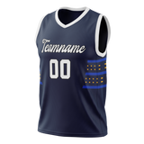 Custom Unisex Navy Blue & Royal Blue Pattern Basketball Jersey BS0000481819