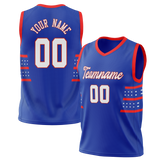 Custom Unisex Royal Blue & Red Pattern Basketball Jersey