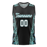 Custom Unisex Black & Teal Pattern Basketball Jersey BS0000490117