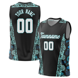 Custom Unisex Black & Teal Pattern Basketball Jersey BS0000490117