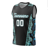 Custom Unisex Black & Teal Pattern Basketball Jersey BS0000490117