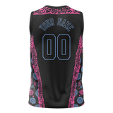 Custom Unisex Black & Pink Pattern Basketball Jersey BS0000490125