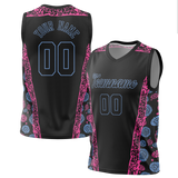 Custom Unisex Black & Pink Pattern Basketball Jersey BS0000490125