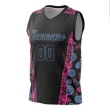 Custom Unisex Black & Pink Pattern Basketball Jersey BS0000490125