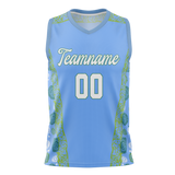 Custom Unisex Light Blue & White Pattern Basketball Jersey BS0000492102