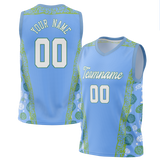 Custom Unisex Light Blue & White Pattern Basketball Jersey