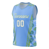 Custom Unisex Light Blue & White Pattern Basketball Jersey BS0000492102