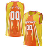 Custom Unisex Yellow & Light Orange Pattern Basketball Jersey