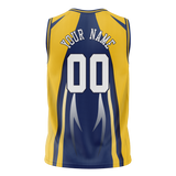 Custom Unisex Yellow & Navy Blue Pattern Basketball Jersey BS0000501218