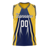 Custom Unisex Yellow & Navy Blue Pattern Basketball Jersey BS0000501218