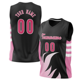 Custom Unisex Black & Light Pink Pattern Basketball Jersey