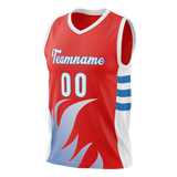 Custom Unisex Red & White Pattern Basketball Jersey BS0000510902