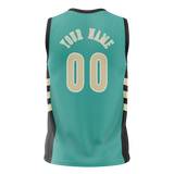 Custom Unisex Teal & Cream Pattern Basketball Jersey BS0000511705