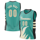 Custom Unisex Teal & Cream Pattern Basketball Jersey BS0000511705