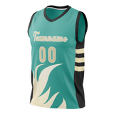 Custom Unisex Teal & Cream Pattern Basketball Jersey BS0000511705