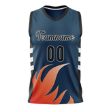 Custom Unisex Navy Blue & Red Pattern Basketball Jersey BS0000511809