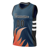 Custom Unisex Navy Blue & Red Pattern Basketball Jersey BS0000511809