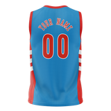 Custom Unisex Light Blue & Orange Pattern Basketball Jersey BS0000512110