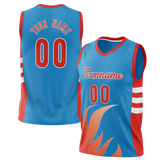 Custom Unisex Light Blue & Orange Pattern Basketball Jersey