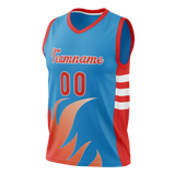 Custom Unisex Light Blue & Orange Pattern Basketball Jersey BS0000512110