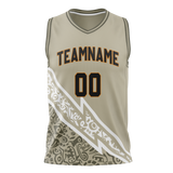 Custom Unisex Cream & White Pattern Basketball Jersey BS0000520502