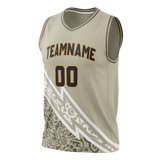 Custom Unisex Cream & White Pattern Basketball Jersey BS0000520502