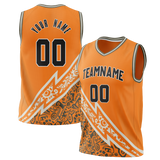 Custom Unisex Light Orange & Black Pattern Basketball Jersey