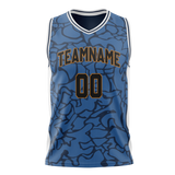 Custom Unisex Blue & Black Pattern Basketball Jersey BS0000522001